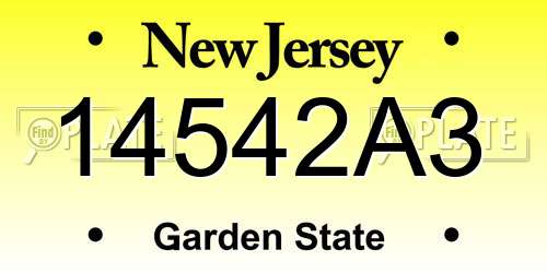 14542A3 New Jersey License Plate