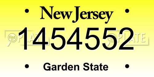 1454552 New Jersey License Plate