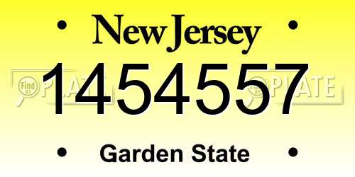 1454557 New Jersey License Plate