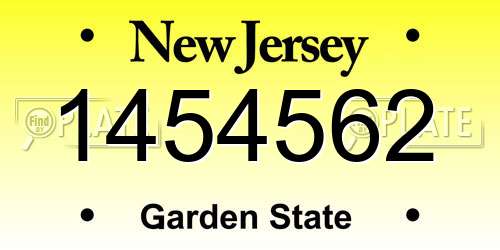 1454562 New Jersey License Plate