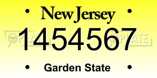 1454567 New Jersey License Plate