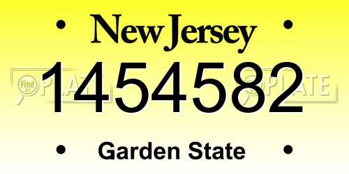 1454582 New Jersey License Plate