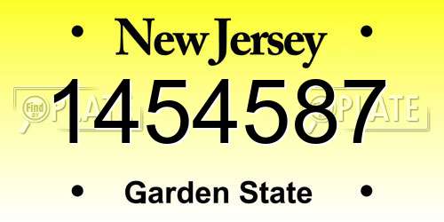 1454587 New Jersey License Plate