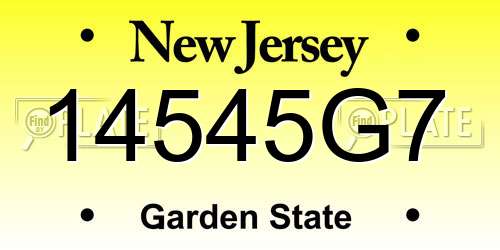 14545G7 New Jersey License Plate