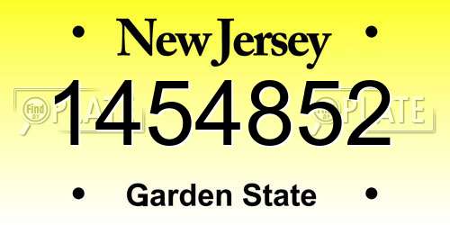1454852 New Jersey License Plate