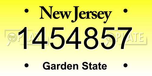 1454857 New Jersey License Plate