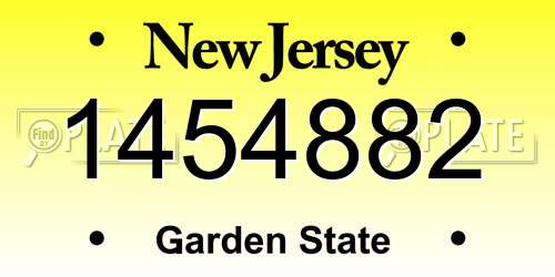 1454882 New Jersey License Plate