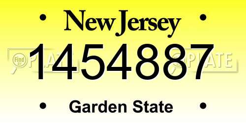 1454887 New Jersey License Plate