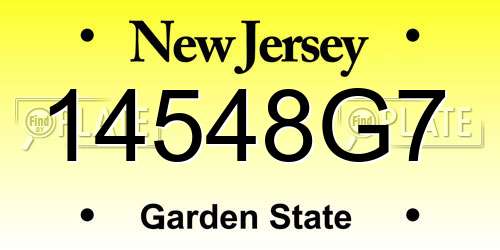 14548G7 New Jersey License Plate