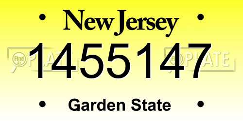 1455147 New Jersey License Plate