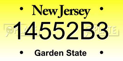 14552B3 New Jersey License Plate