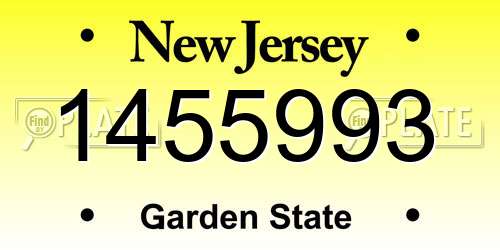 1455993 New Jersey License Plate