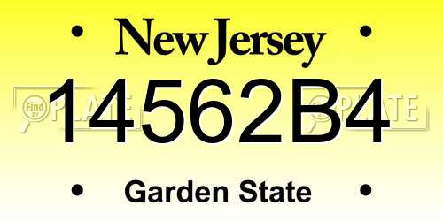 14562B4 New Jersey License Plate