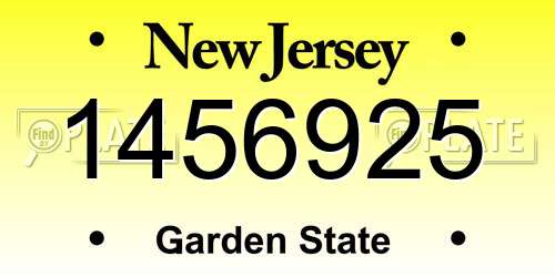 1456925 New Jersey License Plate