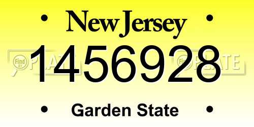 1456928 New Jersey License Plate