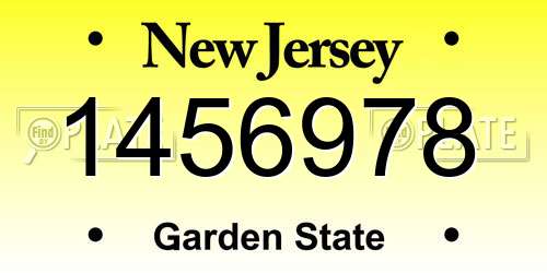 1456978 New Jersey License Plate