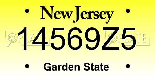 14569Z5 New Jersey License Plate
