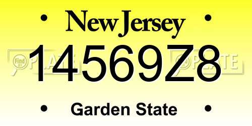 14569Z8 New Jersey License Plate