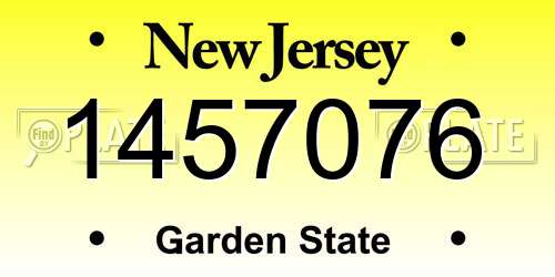 1457076 New Jersey License Plate