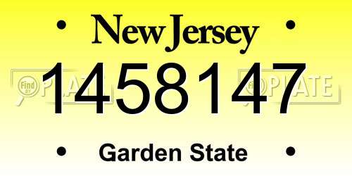 1458147 New Jersey License Plate
