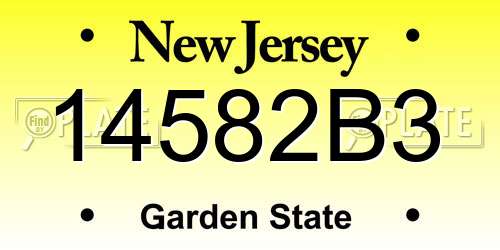 14582B3 New Jersey License Plate