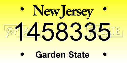 1458335 New Jersey License Plate