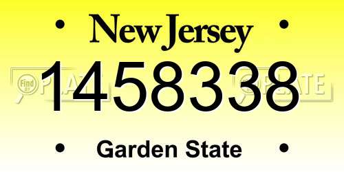 1458338 New Jersey License Plate