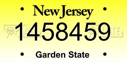 1458459 New Jersey License Plate