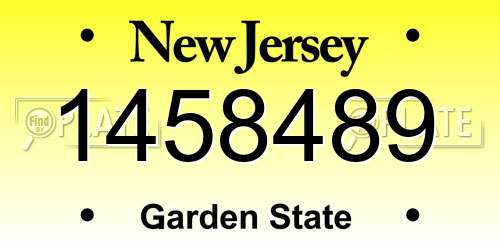 1458489 New Jersey License Plate