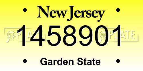 1458901 New Jersey License Plate