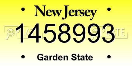 1458993 New Jersey License Plate