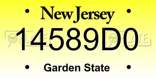 14589D0 New Jersey License Plate