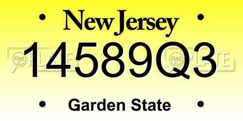 14589Q3 New Jersey License Plate