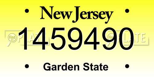 1459490 New Jersey License Plate
