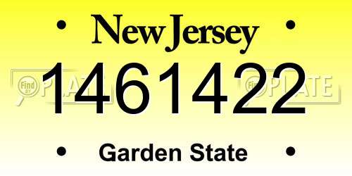 1461422 New Jersey License Plate
