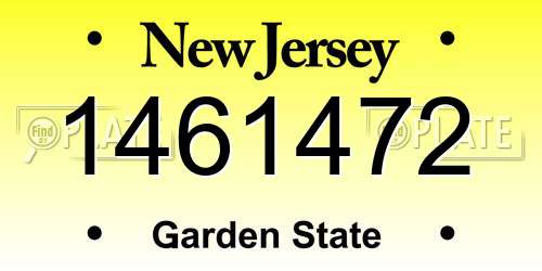 1461472 New Jersey License Plate