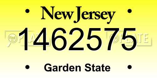 1462575 New Jersey License Plate