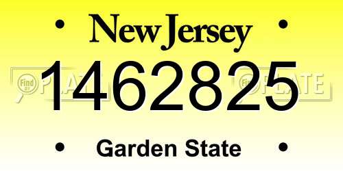 1462825 New Jersey License Plate