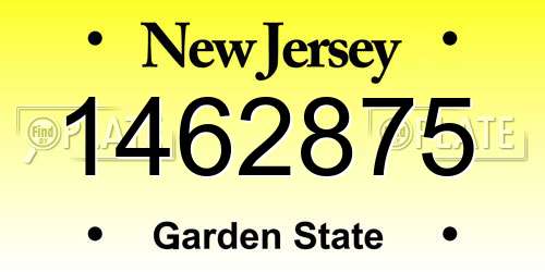 1462875 New Jersey License Plate