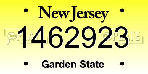 1462923 New Jersey License Plate