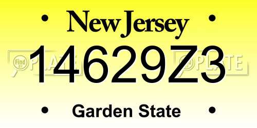 14629Z3 New Jersey License Plate