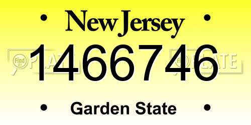 1466746 New Jersey License Plate