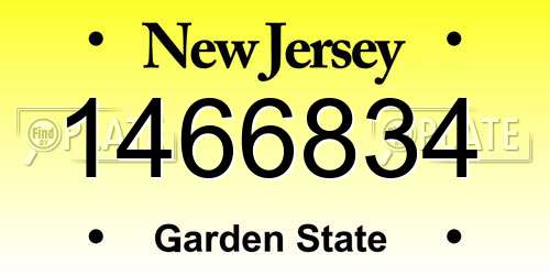 1466834 New Jersey License Plate
