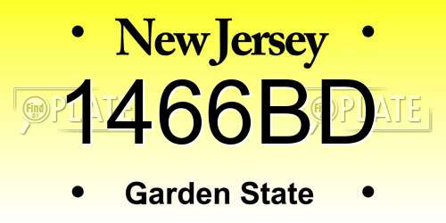 1466BD New Jersey License Plate