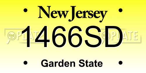 1466SD New Jersey License Plate