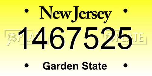 1467525 New Jersey License Plate