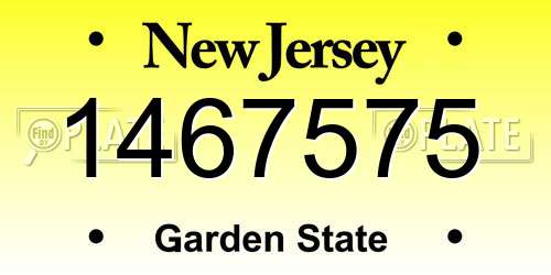 1467575 New Jersey License Plate