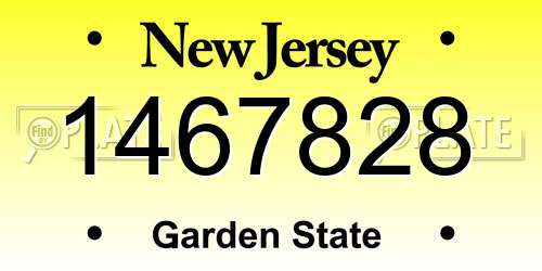 1467828 New Jersey License Plate