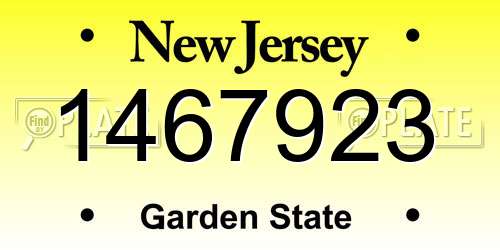 1467923 New Jersey License Plate
