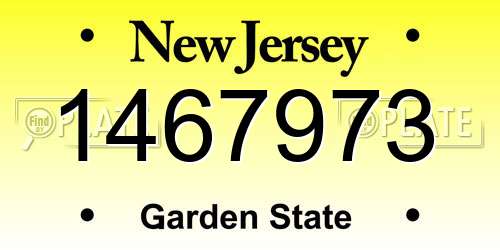 1467973 New Jersey License Plate